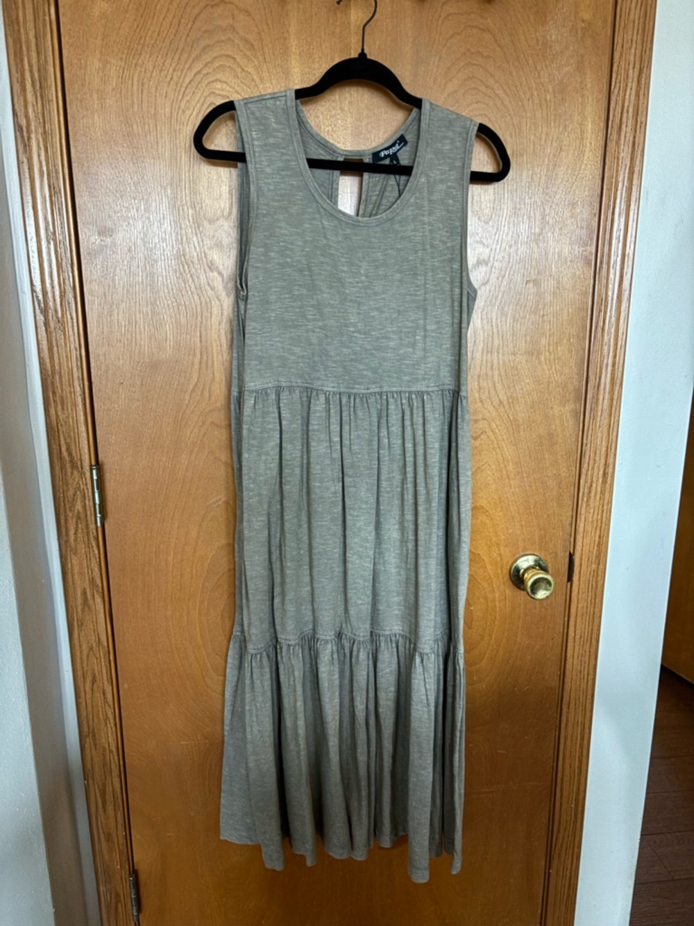Sleeveless Taupe Tiered Midi Dress - Neutral Midi Dress